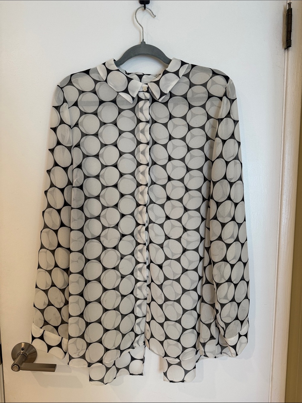 Lane Bryant Black and White Geometric Dot Blouse